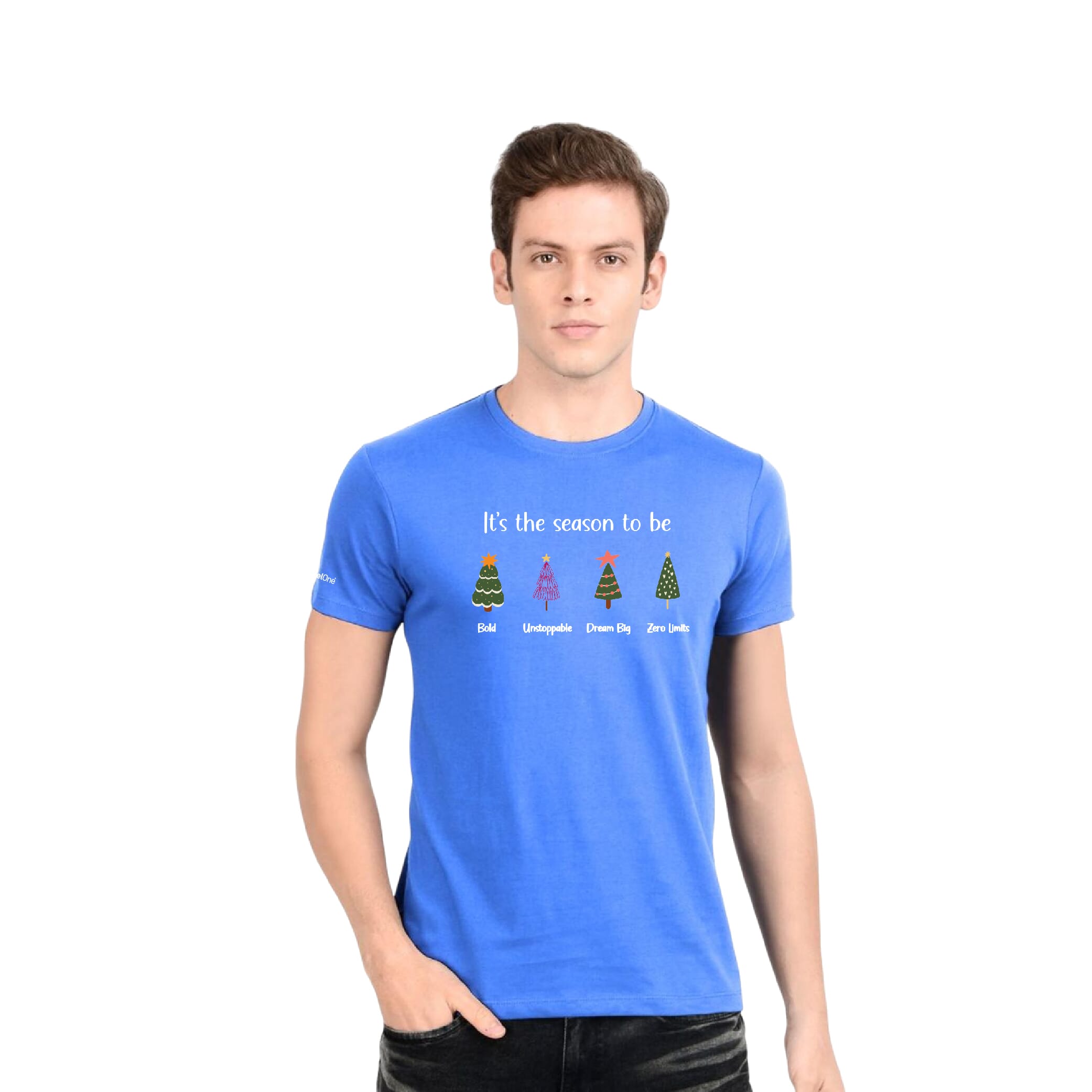 Christmas Round Neck T-shirt - Light Blue